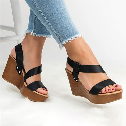 Women's Sandals Wedge Heel Peep Toe Classic Daily PU Solid Colored Light Brown Black Gold
Women's Sandals Wedge Heel Peep Toe Classic Daily PU Solid Colored Light Brown Black Gold