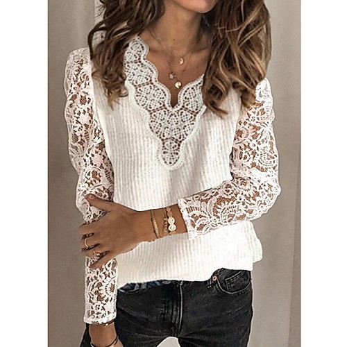 Women's Basic Knitted Hollow Out Solid Color Pullover Cotton Long Sleeve Sweater Cardigans V Neck Fall Winter White
Women's Basic Knitted Hollow Out Solid Color Pullover Cotton Long Sleeve Sweater Cardigans V Neck Fall Winter White
