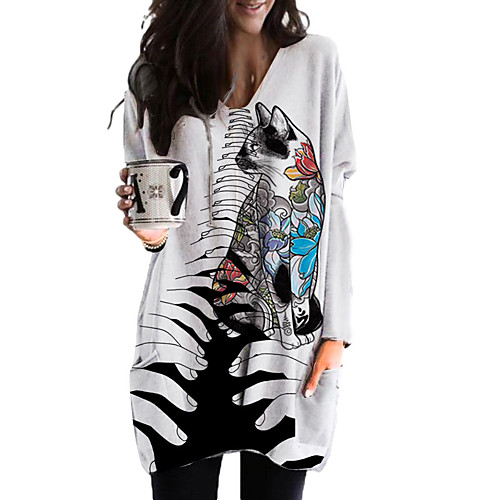 Women's Shift Dress Short Mini Dress Long Sleeve Cat Animal Pocket Print Fall Spring Casual 2021 Light gray S M L XL XXL
Women's Shift Dress Short Mini Dress Long Sleeve Cat Animal Pocket Print Fall Spring Casual 2021 Light gray S M L XL XXL