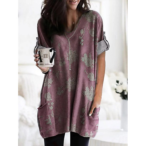 Women's T Shirt Dress Tee Dress Short Mini Dress Black Blue Purple Red Green Long Sleeve Floral Pocket Print Fall Summer V Neck Casual 2021 S M L XL XXL 3XL 4XL 5XL / Plus Size
Women's T Shirt Dress Tee Dress Short Mini Dress Black Blue Purple Red Green Long Sleeve Floral Pocket Print Fall Summer V Neck Casual 2021 S M L XL XXL 3XL 4XL 5XL / Plus Size