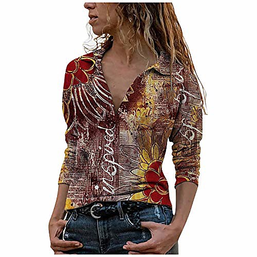 womens casual summer print long sleeve t-shirts loose fit fashion blouse shirt tee top orange
womens casual summer print long sleeve t-shirts loose fit fashion blouse shirt tee top orange