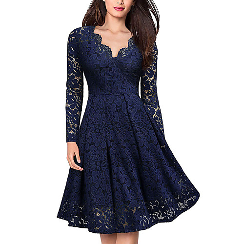 Women's Swing Dress Knee Length Dress Black Purple Wine Green Dusty Blue Long Sleeve Solid Color Zipper Lace Patchwork Fall Spring V Neck Elegant Sexy 2021 S M L XL XXL 3XL / Plus Size
Women's Swing Dress Knee Length Dress Black Purple Wine Green Dusty Blue Long Sleeve Solid Color Zipper Lace Patchwork Fall Spring V Neck Elegant Sexy 2021 S M L XL XXL 3XL / Plus Size