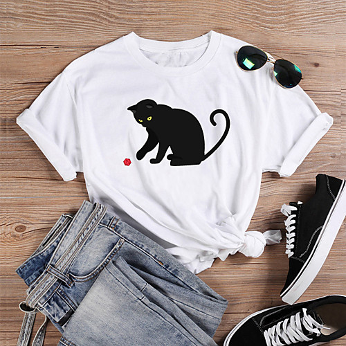 Women's T shirt Cat Graphic Prints Print Round Neck Tops 100% Cotton Basic Basic Top White Purple Red
Women's T shirt Cat Graphic Prints Print Round Neck Tops 100% Cotton Basic Basic Top White Purple Red
