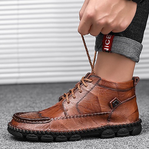 Men's Boots Casual Daily Walking Shoes Cowhide Breathable Non-slipping Wear Proof Black Brown Fall
Men's Boots Casual Daily Walking Shoes Cowhide Breathable Non-slipping Wear Proof Black Brown Fall