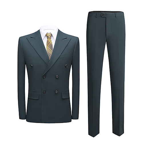 Dark Green Solid Colored Standard Fit Polyester Suit - Notch Double Breasted Two-buttons
Dark Green Solid Colored Standard Fit Polyester Suit - Notch Double Breasted Two-buttons