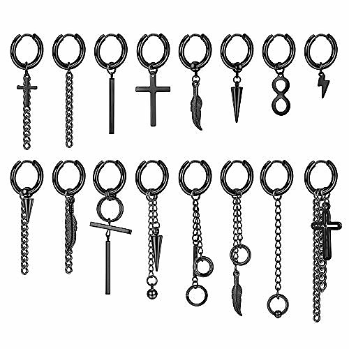 black hoop dangle earrings stainless steel dangle hinged hoop earrings long chain pendant kpop earring for men women
black hoop dangle earrings stainless steel dangle hinged hoop earrings long chain pendant kpop earring for men women