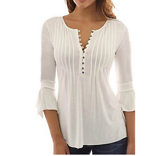Women's Plus Size Plain Blouse Large Size V Neck Long Sleeve Tops Big Size / Cotton
Women's Plus Size Plain Blouse Large Size V Neck Long Sleeve Tops Big Size / Cotton