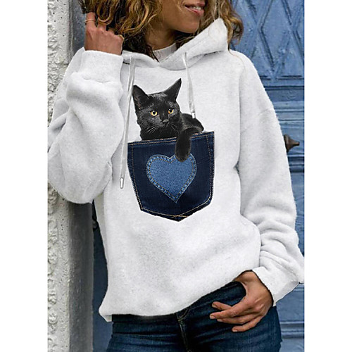 Women's Pullover Hoodie Sweatshirt Cat Graphic 3D Daily Basic Casual Hoodies Sweatshirts White Black Gray
Women's Pullover Hoodie Sweatshirt Cat Graphic 3D Daily Basic Casual Hoodies Sweatshirts White Black Gray