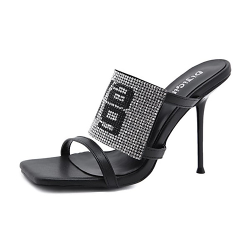 Women's Heels Stiletto Heel Square Toe Casual Daily Walking Shoes Leather Rhinestone Striped Black
Women's Heels Stiletto Heel Square Toe Casual Daily Walking Shoes Leather Rhinestone Striped Black