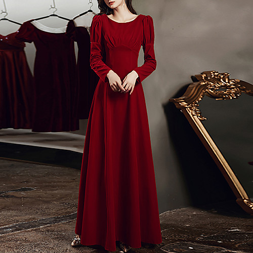 A-Line Minimalist Vintage Wedding Guest Formal Evening Dress Jewel Neck Long Sleeve Floor Length Velvet with Sleek 2021
A-Line Minimalist Vintage Wedding Guest Formal Evening Dress Jewel Neck Long Sleeve Floor Length Velvet with Sleek 2021