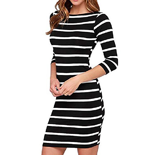 women's 3/4 sleeve white black striped mini bodycon dress wear to work casual party pencil dresses black size s
women's 3/4 sleeve white black striped mini bodycon dress wear to work casual party pencil dresses black size s