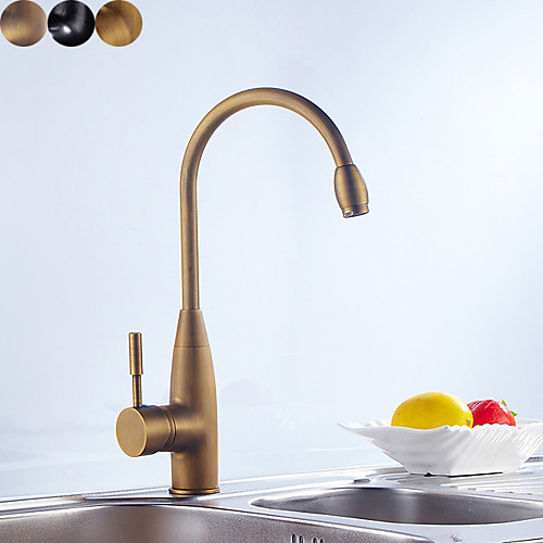 

Kitchen faucet - Single Handle One Hole Antique Brass / Antique Copper / Electroplated Standard Spout / Tall / ­High Arc Centerset Contemporary / Antique Kitchen Taps