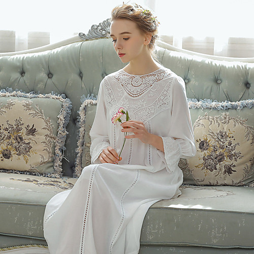 Lady Retro Vintage Vacation Dress Nightgown Sleepwear Pajamas Nightwear Women's Cotton Costume White / Black / Blushing Pink Vintage Cosplay Party Long Sleeve
Lady Retro Vintage Vacation Dress Nightgown Sleepwear Pajamas Nightwear Women's Cotton Costume White / Black / Blushing Pink Vintage Cosplay Party Long Sleeve