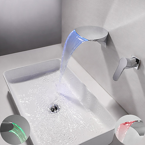 Bathroom Sink Faucet - Wall Mount / Waterfall Chrome Wall Mounted Single Handle Two HolesBath Taps
Bathroom Sink Faucet - Wall Mount / Waterfall Chrome Wall Mounted Single Handle Two HolesBath Taps