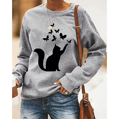 Women's Pullover Sweatshirt Cat Graphic Butterfly Print Daily Other Prints Basic Casual Hoodies Sweatshirts White Gray
Women's Pullover Sweatshirt Cat Graphic Butterfly Print Daily Other Prints Basic Casual Hoodies Sweatshirts White Gray