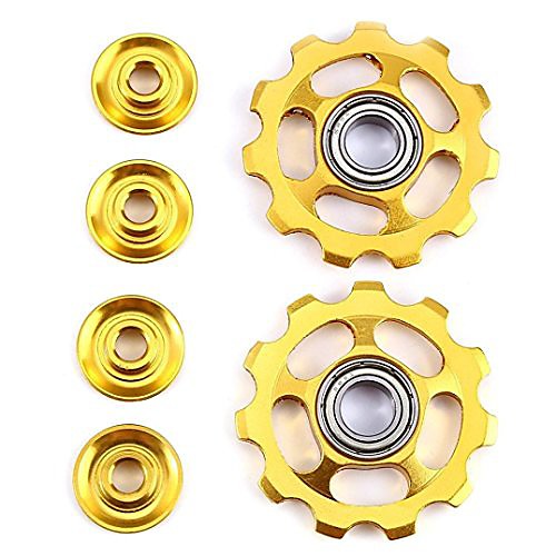2 pcs bike 11t aluminum sealed bearing jockey wheel rear derailleur pulleys (yellow)
2 pcs bike 11t aluminum sealed bearing jockey wheel rear derailleur pulleys (yellow)