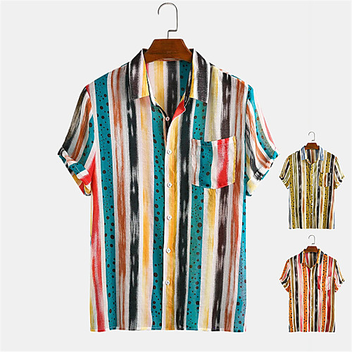 Men's Shirt Other Prints Striped Button-Down Print Short Sleeve Daily Tops Casual Hawaiian Blue Yellow Orange
Men's Shirt Other Prints Striped Button-Down Print Short Sleeve Daily Tops Casual Hawaiian Blue Yellow Orange