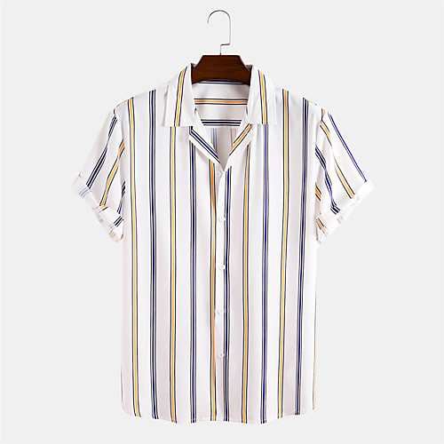 Men's Shirt Other Prints Striped Button-Down Short Sleeve Daily Tops Casual White
Men's Shirt Other Prints Striped Button-Down Short Sleeve Daily Tops Casual White