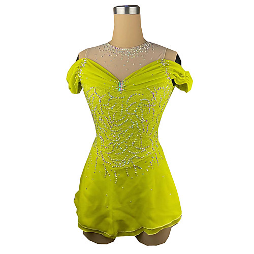 Figure Skating Dress Women's Girls' Ice Skating Dress Yellow Spandex High Elasticity Training Competition Skating Wear Patchwork Crystal / Rhinestone Short Sleeve Ice Skating Figure Skating / Kids
Figure Skating Dress Women's Girls' Ice Skating Dress Yellow Spandex High Elasticity Training Competition Skating Wear Patchwork Crystal / Rhinestone Short Sleeve Ice Skating Figure Skating / Kids