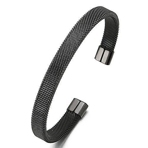 Elastic Adjustable Black Stainless Steel Mesh Cable Bangle Bracelet for Men Women
Elastic Adjustable Black Stainless Steel Mesh Cable Bangle Bracelet for Men Women