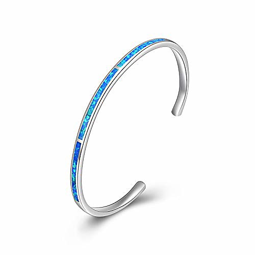 Blue Fire Opal Bangle Bracelet Sterling Silver Adjustable Cuff Bracelets Jewellery Gifts for Women Lady Teens Birthday Christmas
Blue Fire Opal Bangle Bracelet Sterling Silver Adjustable Cuff Bracelets Jewellery Gifts for Women Lady Teens Birthday Christmas