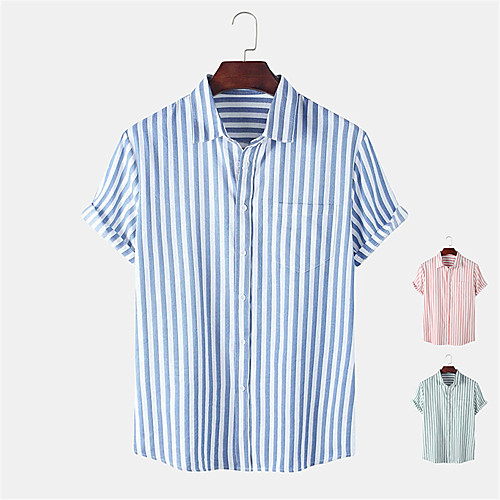 Men's Shirt Other Prints Striped Button-Down Print Short Sleeve Daily Tops Casual Blue Blushing Pink Green
Men's Shirt Other Prints Striped Button-Down Print Short Sleeve Daily Tops Casual Blue Blushing Pink Green