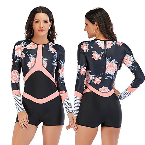 Women's One Piece Swimsuit Rash Guard Elastane Swimwear Breathable Quick Dry Long Sleeve Back Zip - Swimming Surfing Water Sports Painting Autumn / Fall Spring Summer
Women's One Piece Swimsuit Rash Guard Elastane Swimwear Breathable Quick Dry Long Sleeve Back Zip - Swimming Surfing Water Sports Painting Autumn / Fall Spring Summer