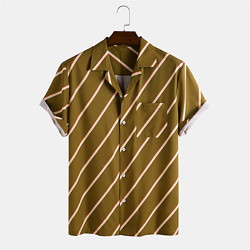 Men's Shirt Other Prints Striped Button-Down Print Short Sleeve Daily Tops Casual Brown 
Men's Shirt Other Prints Striped Button-Down Print Short Sleeve Daily Tops Casual Brown