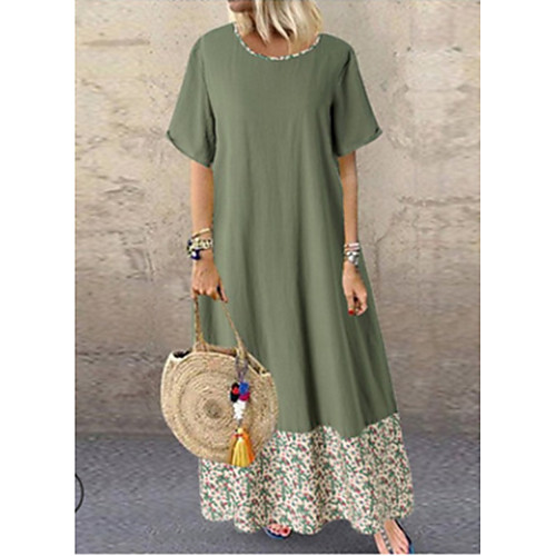 Women's A Line Dress Maxi long Dress Green Gray Short Sleeve Print Patchwork Print Spring Round Neck Vintage 2021 M L XL XXL 3XL
Women's A Line Dress Maxi long Dress Green Gray Short Sleeve Print Patchwork Print Spring Round Neck Vintage 2021 M L XL XXL 3XL