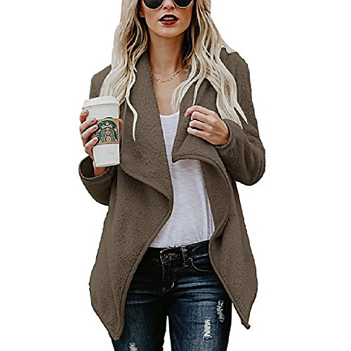 Womens Open Front Winter Coats Cardigan Sherpa Fleece Jacket Reversible Fluffy Outwear Coffee S
Womens Open Front Winter Coats Cardigan Sherpa Fleece Jacket Reversible Fluffy Outwear Coffee S