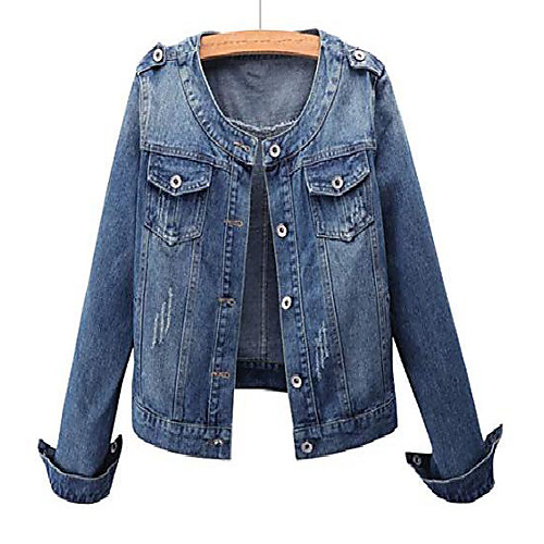 Women's Casual Work Wear Collarless Button Front Short Jean Denim Jacket (X-Large, Blue)
Women's Casual Work Wear Collarless Button Front Short Jean Denim Jacket (X-Large, Blue)