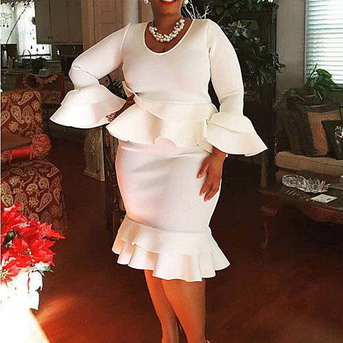Women's Plus Size Solid Color Sexy 3/4 Length Sleeve All Seasons Knee Length Dress Sheath Dress
Women's Plus Size Solid Color Sexy 3/4 Length Sleeve All Seasons Knee Length Dress Sheath Dress