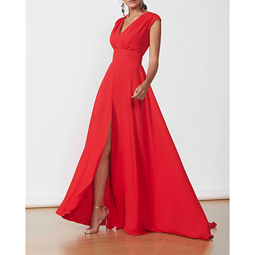 A-Line Minimalist Elegant Wedding Guest Formal Evening Dress V Neck Sleeveless Floor Length Chiffon with Split 2021
A-Line Minimalist Elegant Wedding Guest Formal Evening Dress V Neck Sleeveless Floor Length Chiffon with Split 2021