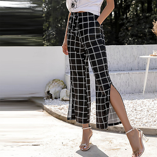 Women's Stylish Streetwear Casual Weekend Flare Pants Lattice Ankle-Length Split Black
Women's Stylish Streetwear Casual Weekend Flare Pants Lattice Ankle-Length Split Black
