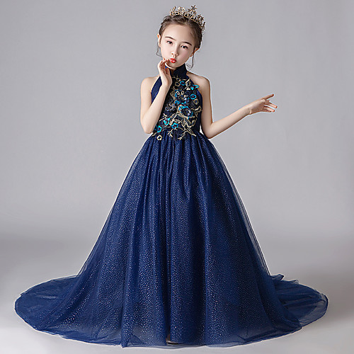 Princess Sweep / Brush Train Formal Evening / Pageant Flower Girl Dresses - Tulle Sleeveless Halter Neck with Beading / Embroidery / Appliques
Princess Sweep / Brush Train Formal Evening / Pageant Flower Girl Dresses - Tulle Sleeveless Halter Neck with Beading / Embroidery / Appliques