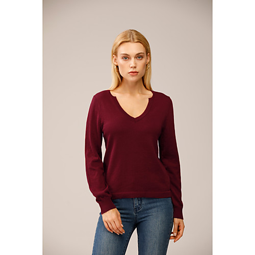 Women's Knitted Solid Color Pullover Long Sleeve Sweater Cardigans V Neck Fall Winter Red
Women's Knitted Solid Color Pullover Long Sleeve Sweater Cardigans V Neck Fall Winter Red