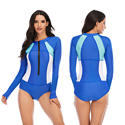 Women's One Piece Swimsuit Rash Guard Elastane Swimwear Breathable Quick Dry Long Sleeve Front Zip - Swimming Surfing Water Sports Patchwork Autumn / Fall Spring Summer
Women's One Piece Swimsuit Rash Guard Elastane Swimwear Breathable Quick Dry Long Sleeve Front Zip - Swimming Surfing Water Sports Patchwork Autumn / Fall Spring Summer