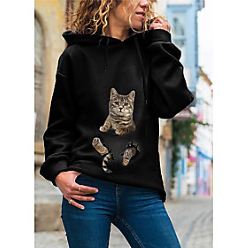 Women's Pullover Hoodie Sweatshirt Cat Graphic 3D Daily Basic Casual Hoodies Sweatshirts Black
Women's Pullover Hoodie Sweatshirt Cat Graphic 3D Daily Basic Casual Hoodies Sweatshirts Black
