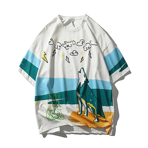 Men's T shirt Other Prints Letter Animal Print Short Sleeve Daily Tops Chinese Style Casual Sports White
Men's T shirt Other Prints Letter Animal Print Short Sleeve Daily Tops Chinese Style Casual Sports White