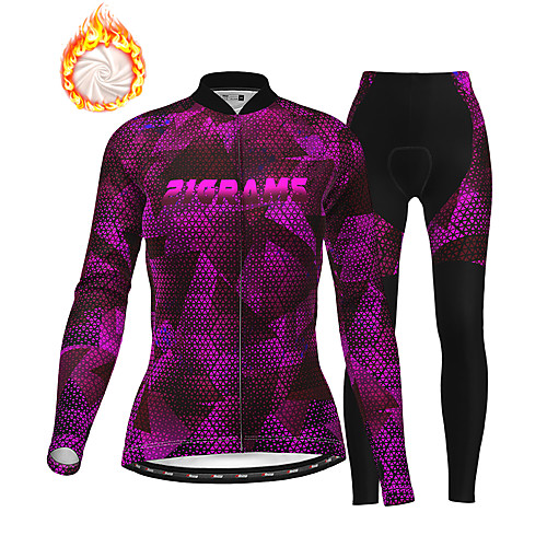 21Grams Women's Long Sleeve Cycling Jersey with Tights Winter Fleece Purple Bike Thermal Warm Fleece Lining Breathable Warm Quick Dry Sports Graphic Mountain Bike MTB Road Bike Cycling Clothing
21Grams Women's Long Sleeve Cycling Jersey with Tights Winter Fleece Purple Bike Thermal Warm Fleece Lining Breathable Warm Quick Dry Sports Graphic Mountain Bike MTB Road Bike Cycling Clothing