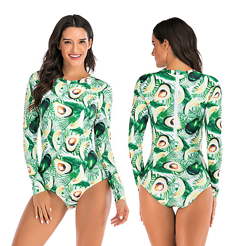 Women's One Piece Swimsuit Rash Guard Elastane Swimwear Breathable Quick Dry Long Sleeve Back Zip - Swimming Surfing Water Sports Painting Autumn / Fall Spring Summer
Women's One Piece Swimsuit Rash Guard Elastane Swimwear Breathable Quick Dry Long Sleeve Back Zip - Swimming Surfing Water Sports Painting Autumn / Fall Spring Summer