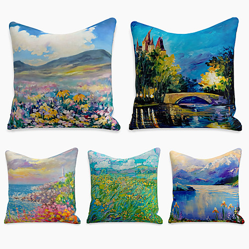 5 pcs Linen Pillow Cover, Floral&Plants Simple Casual Square Polyester Traditional Classic
5 pcs Linen Pillow Cover, Floral&Plants Simple Casual Square Polyester Traditional Classic