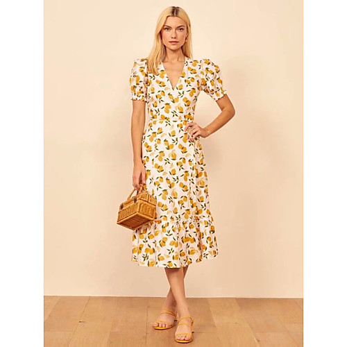 A-Line Flirty Bohemian Holiday Party Wear Dress V Neck Short Sleeve Tea Length Spandex with Ruffles Pattern / Print 2021
A-Line Flirty Bohemian Holiday Party Wear Dress V Neck Short Sleeve Tea Length Spandex with Ruffles Pattern / Print 2021