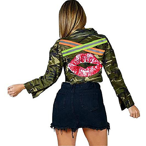 Womens Military Camo Lightweight Long Sleeve Lip Printed BF Coat Camouflage Jacket Coat with Pockets L
Womens Military Camo Lightweight Long Sleeve Lip Printed BF Coat Camouflage Jacket Coat with Pockets L