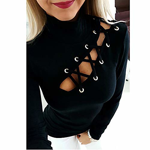 Women's Blouse Turtleneck Leaky Sexy Tight T-Shirt Long Sleeve Tee Shirts Solid Shirt Tops Ladies Clothes (2-Black, S)
Women's Blouse Turtleneck Leaky Sexy Tight T-Shirt Long Sleeve Tee Shirts Solid Shirt Tops Ladies Clothes (2-Black, S)