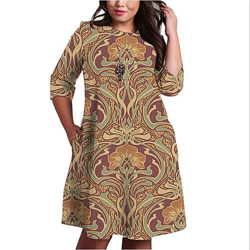 Women's Plus Size Dresses Shift Dress Knee Length Dress 3/4 Length Sleeve Floral Print Print Casual Fall / Holiday
Women's Plus Size Dresses Shift Dress Knee Length Dress 3/4 Length Sleeve Floral Print Print Casual Fall / Holiday