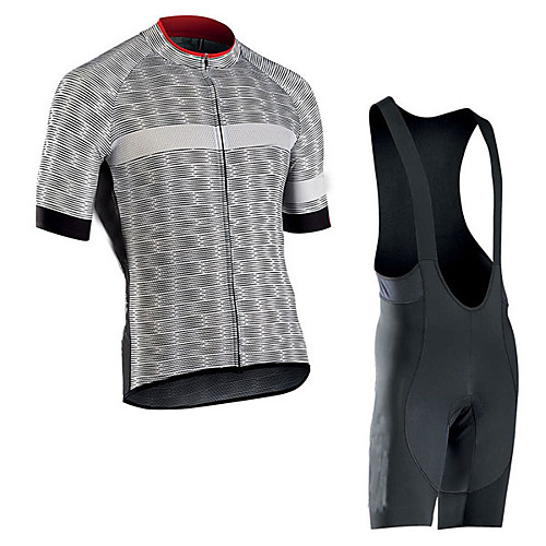 Men's Short Sleeve Cycling Jersey with Bib Shorts Elastane Grey Bike Sports Clothing Apparel
Men's Short Sleeve Cycling Jersey with Bib Shorts Elastane Grey Bike Sports Clothing Apparel