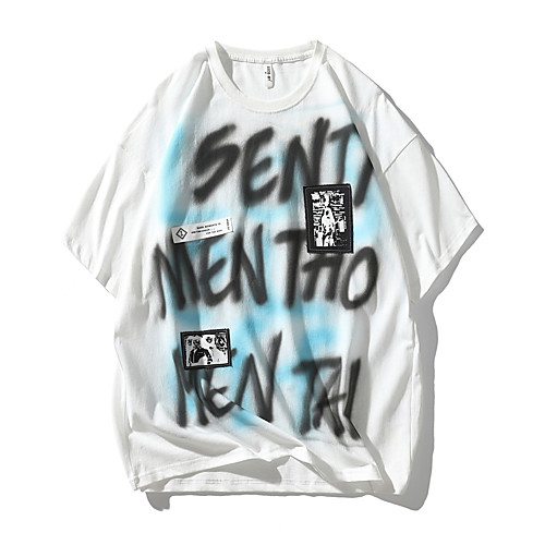 Men's T shirt Other Prints Graphic Prints Graffiti Print Short Sleeve Daily Tops 100% Cotton Casual Beach White Black
Men's T shirt Other Prints Graphic Prints Graffiti Print Short Sleeve Daily Tops 100% Cotton Casual Beach White Black