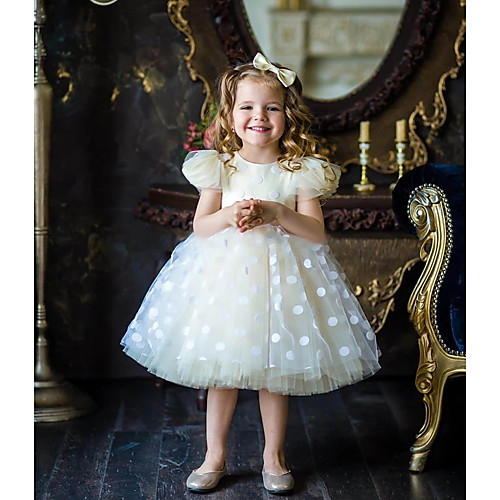 Princess / Ball Gown Knee Length Wedding / Party Flower Girl Dresses - Tulle Short Sleeve Jewel Neck with Appliques
Princess / Ball Gown Knee Length Wedding / Party Flower Girl Dresses - Tulle Short Sleeve Jewel Neck with Appliques