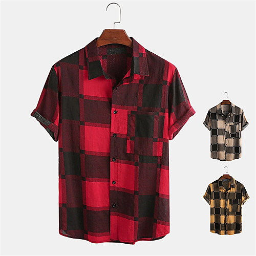 Men's Shirt non-printing Lattice Button-Down Short Sleeve Daily Tops Casual Hawaiian Red Yellow Khaki
Men's Shirt non-printing Lattice Button-Down Short Sleeve Daily Tops Casual Hawaiian Red Yellow Khaki